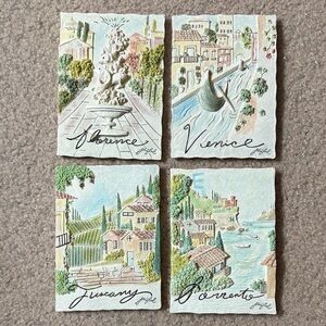 Set of 4 Italian Cityscape Wall Art Plaques